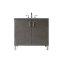 James Martin Metropolitan 36" Single Vanity Silver Oak with 3 cm Cala Blue Quartz Top 850-V36-SOK-3CBL