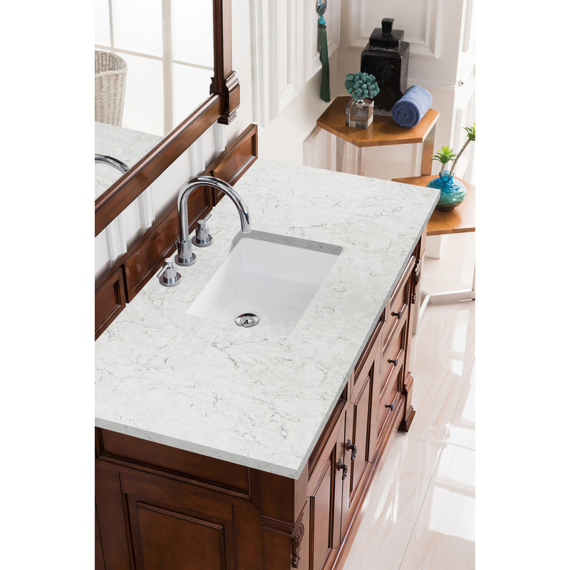 James Martin Brookfield 48" Warm Cherry Single Vanity with 3 cm Eternal Jasmine Pearl Quartz Top 147-114-5286-3EJP