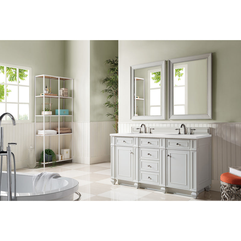 James Martin Bristol 60" Double Vanity Bright White with 3 cm Classic White Quartz Top 157-V60D-BW-3CLW