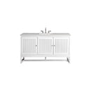 James Martin Athens 60" Single Vanity Cabinet Glossy White with 3 cm Eternal Jasmine Pearl Quartz Top E645-V60S-GW-3EJP