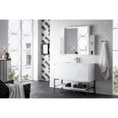 James Martin Milan 47.3" Single Vanity Cabinet Glossy White Matte Black with Glossy White Composite Top 801V47.3GWMBKGW