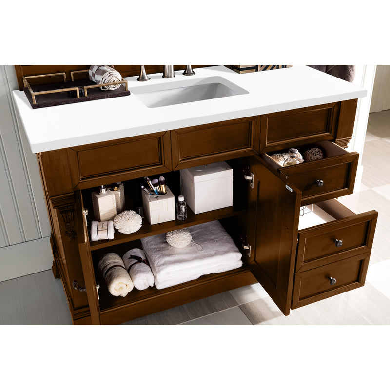 James Martin Brookfield 48" Country Oak Single Vanity with 3 cm Classic White Quartz Top 147-114-5276-3CLW