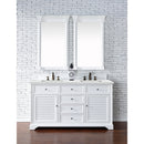 James Martin Savannah 60" Double Vanity Cabinet Bright White with 3 cm Ethereal Noctis Quartz Top 238-104-V60D-BW-3ENC