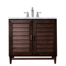 James Martin Portland 36" Single Vanity Burnished Mahogany with 3 cm Carrara Marble Top 620-V36-BNM-3CAR