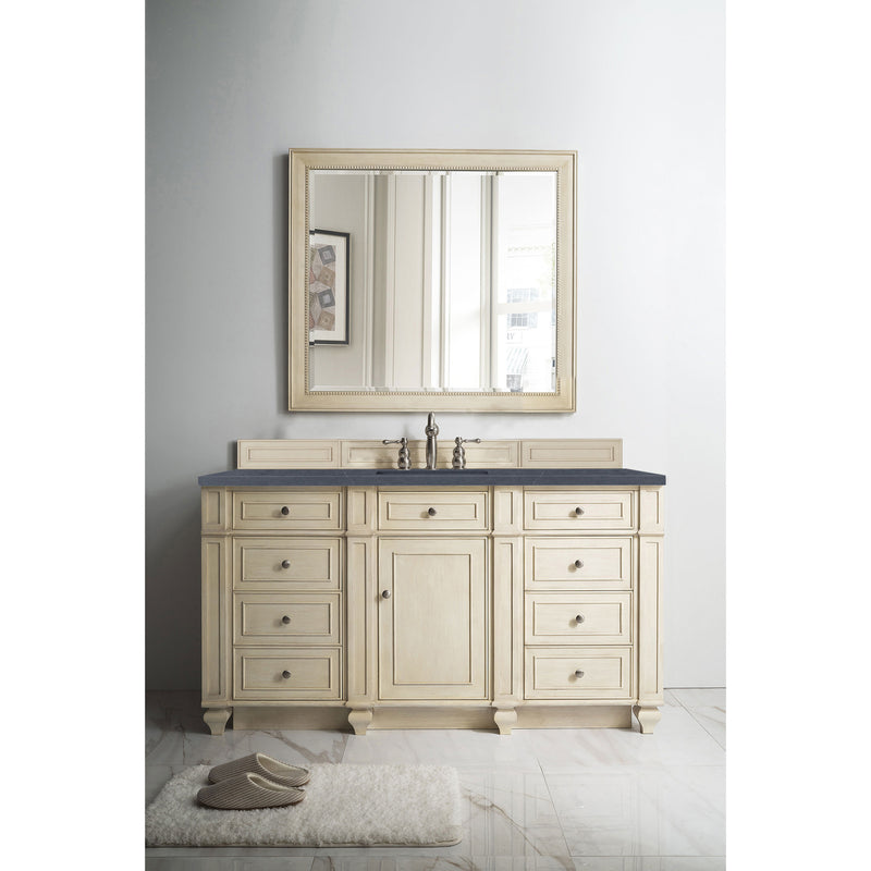 James Martin Bristol 60" Single Vanity Vintage Vanilla with 3 cm Charcoal Soapstone Quartz Top 157-V60S-VV-3CSP