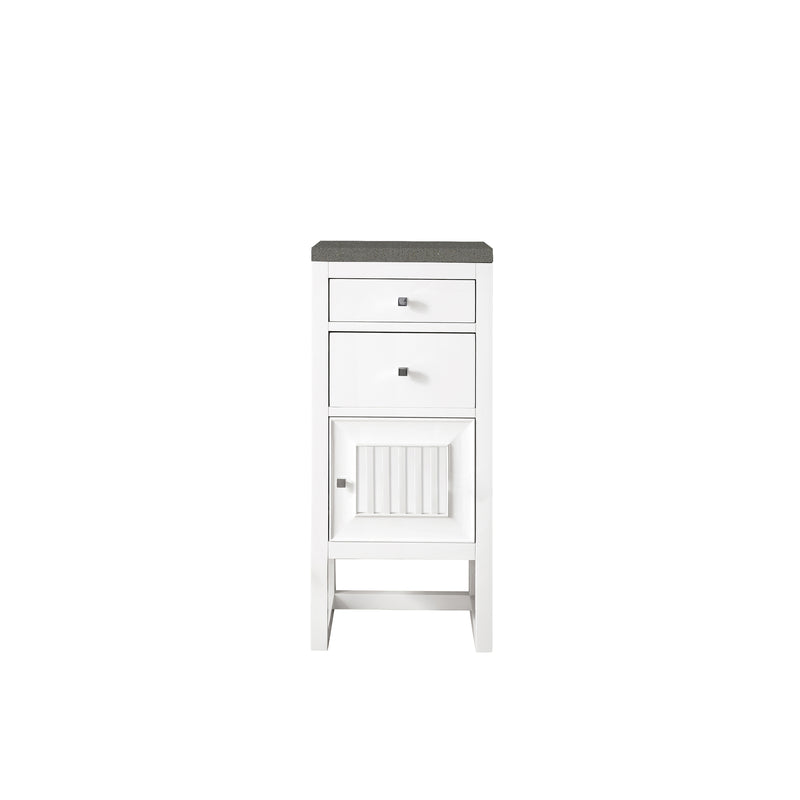 James Martin Athens 15" Cabinet with Drawers and Door Glossy White with 3 cm Grey Expo Quartz Top E645-B15R-GW-3GEX