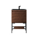 James Martin Milan 23.6" Single Vanity Cabinet Mid Century Walnut Matte Black with Charcoal Black Composite Top 801V23.6WLTMBKCHB