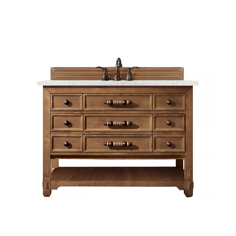 James Martin Malibu 48" Single Vanity Cabinet Honey Alder with 3 cm Eternal Jasmine Pearl Quartz Top 500-V48-HON-3EJP