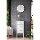 James Martin Addison 15" Base Cabinet with Drawers Glossy White with 3 cm Carrara Marble Top E444-BC15-GW-3CAR