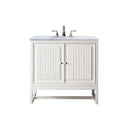 James Martin Athens 36" Single Vanity Cabinet Glossy White with 3 cm Carrara White Top E645-V36-GW-3CAR