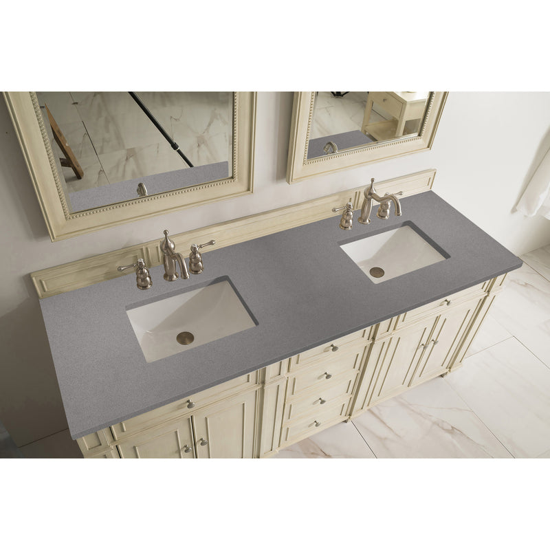 James Martin Bristol 72" Double Vanity Vintage Vanilla with 3 cm Gray Expo Quartz Top 157-V72-VV-3GEX