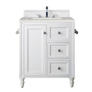 James Martin Copper Cove Encore 30" Single Vanity Bright White with 3 cm Eternal Serena Quartz Top 301-V30-BW-3ESR