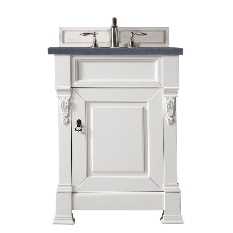 James Martin Brookfield 26" Bright White Single Vanity with 3 cm Charcoal Soapstone Quartz Top 147-V26-BW-3CSP