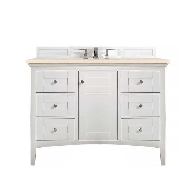 James Martin Palisades 48" Single Vanity Bright White with 3 cm Eternal Marfil Quartz Top 527-V48-BW-3EMR