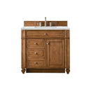 James Martin Bristol 36" Single Vanity Saddle Brown with 3 cm Ethereal Noctis Quartz Top 157-V36-SBR-3ENC