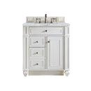 James Martin Bristol 30" Single Vanity Bright White with 3 cm Carrara Marble Top 157-V30-BW-3CAR