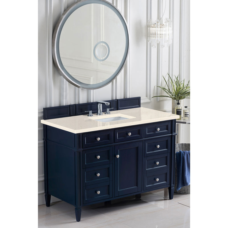 James Martin Brittany 48" Victory Blue Single Vanity with 3 cm Eternal Marfil Quartz Top 650-V48-VBL-3EMR