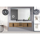 James Martin Mercer Island 72" Double Vanity Latte Oak Matte Black with Glossy White Composite Top 389-V72D-LTO-MB-GW