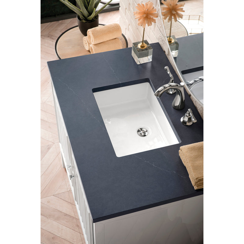 James Martin Athens 36" Single Vanity Cabinet Glossy White with 3 cm Charcoal Soapstone Quartz Top E645-V36-GW-3CSP