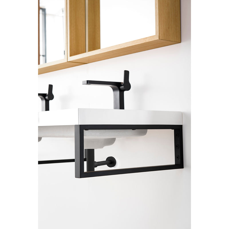 James Martin Three Boston 18" Wall Brackets Matte Black with 47" White Glossy Composite Countertop 055BK18MBK47WG2