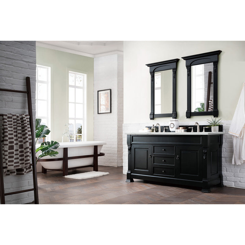 James Martin Brookfield 60" Antique Black Double Vanity with 3 cm Ethereal Noctis Quartz Top 147-114-5631-3ENC