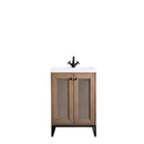 James Martin Chianti 24" Single Vanity Cabinet Whitewashed Walnut Matte Black with White Glossy Resin Countertop E303-V24-WW-MBK-WG