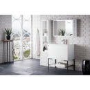 James Martin Milan 31.5" Single Vanity Cabinet Glossy White Matte Black with Glossy White Composite Top 801V31.5GWMBKGW