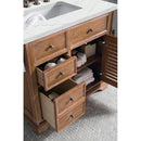 James Martin Savannah 36" Single Vanity Cabinet Driftwood with 3 cm Ethereal Noctis Quartz Top 238-104-5511-3ENC