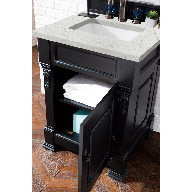 James Martin Brookfield 26" Antique Black Single Vanity with 3 cm Eternal Jasmine Pearl Quartz Top 147-114-V26-AQB-3EJP