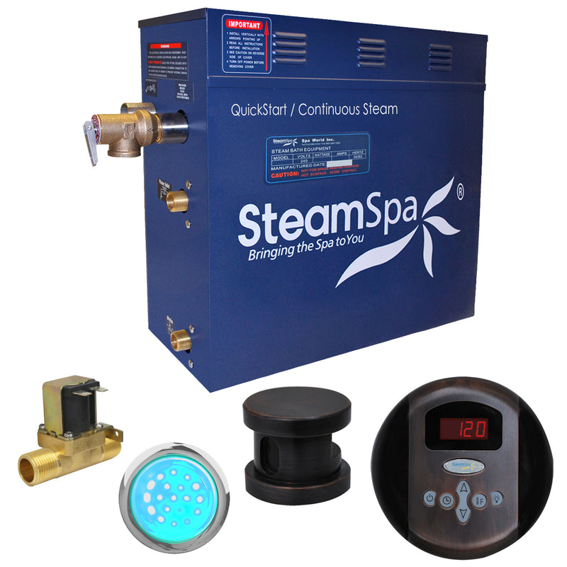 SteamSpa Indulgence 6 KW QuickStart Acu-Steam Bath Generator Package with Built-in Auto Drain in Oil Rubbed Bronze