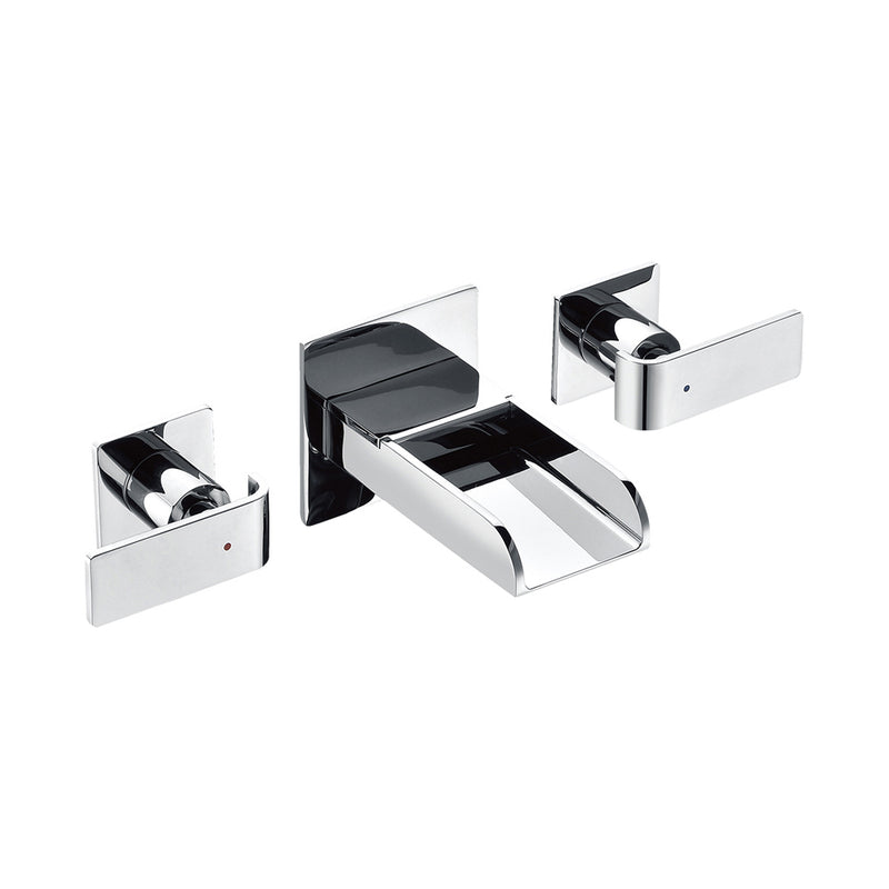 ALFI Brushed Nickel Widespread Wall Mounted Modern Waterfall Bathroom Faucet AB1796-BN