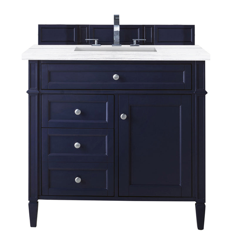 James Martin Brittany 36" Victory Blue Single Vanity with 3 cm Carrara Marble Top 650-V36-VBL-3CAR