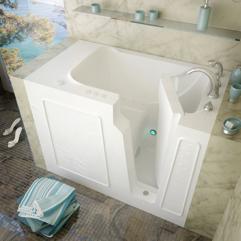 MediTub Walk-In 29" x 52" Right Drain White Air Jetted Walk-In Bathtub