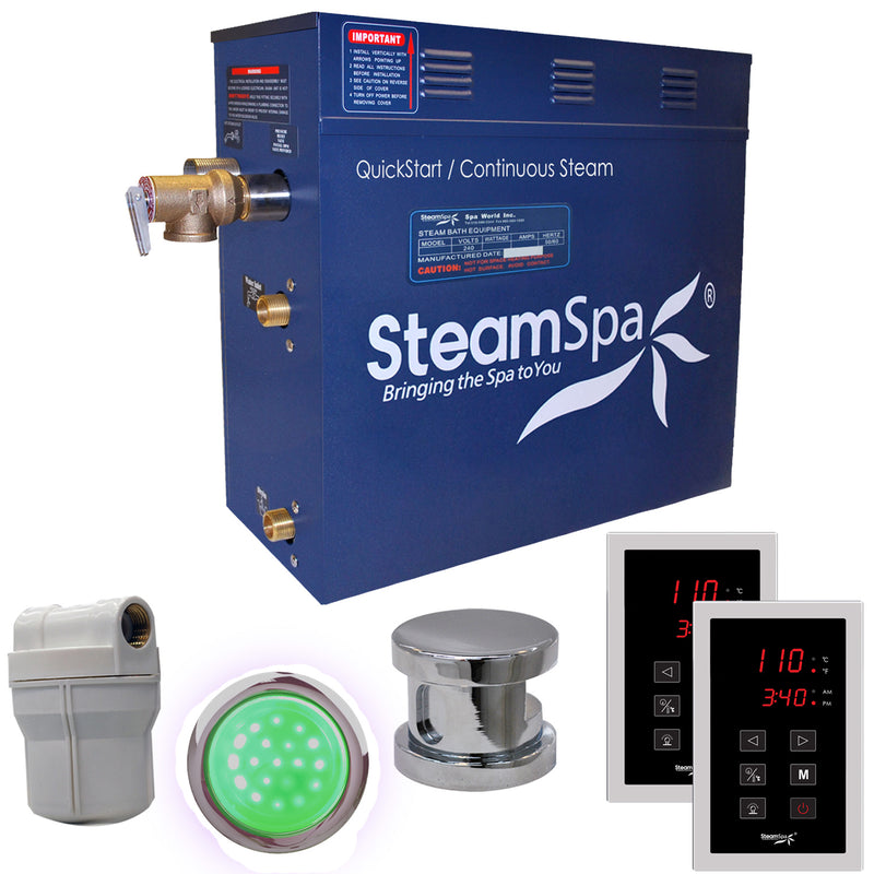 SteamSpa Royal 4.5 KW QuickStart Acu-Steam Bath Generator Package in Polished Chrome