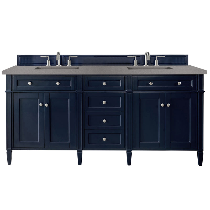 James Martin Brittany 72" Victory Blue Double Vanity with 3 cm Grey Expo Quartz Top 650-V72-VBL-3GEX