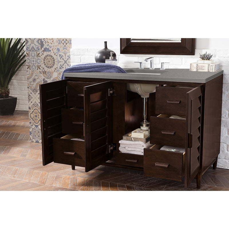 James Martin Portland 48" Single Vanity Burnished Mahogany with 3 cm Gray Expo Quartz Top 620-V48-BNM-3GEX