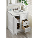 James Martin De Soto 30" Single Vanity Bright White with 3 cm Eternal Jasmine Pearl Quartz Top 825-V30-BW-3EJP