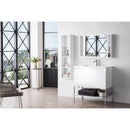 James Martin Milan 35.4" Single Vanity Cabinet Glossy White Brushed Nickel with Glossy White Composite Top 801V35.4GWBNKGW