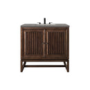 James Martin Athens 36" Single Vanity Cabinet Mid Century Acacia with 3 cm Grey Expo Quartz Top E645-V36-MCA-3GEX