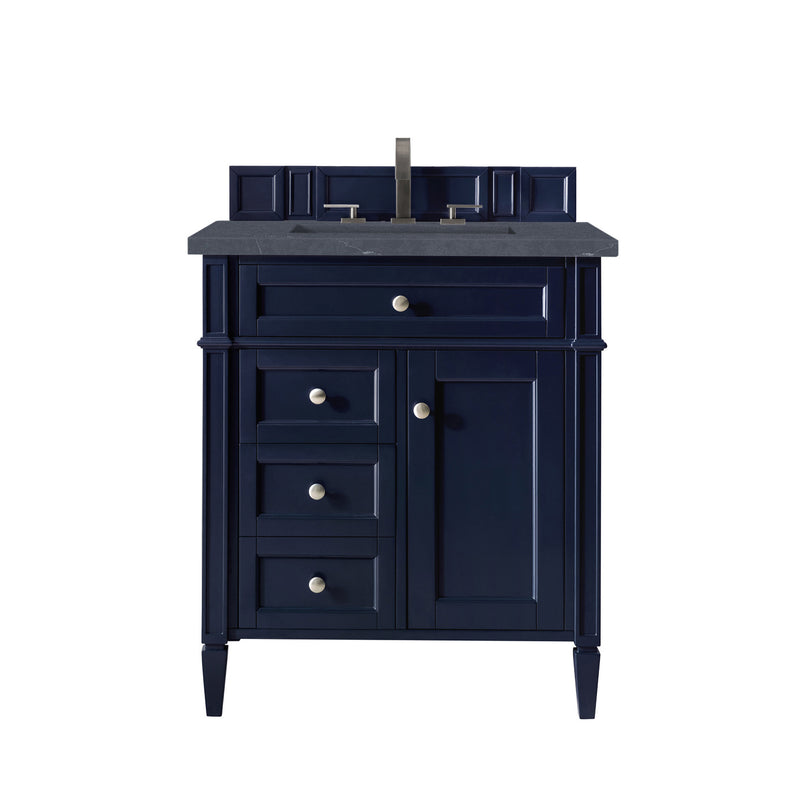 James Martin Brittany 30" Single Vanity Victory Blue with 3 cm Charcoal Soapstone Quartz Top 650-V30-VBL-3CSP