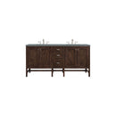 James Martin Addison 72" Double Vanity Cabinet Mid Century Acacia with 3 cm Cala Blue Quartz Top E444-V72-MCA-3CBL