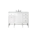 James Martin Addison 48" Single Vanity Cabinet Glossy White with 3 cm Ethereal Noctis Top E444-V48-GW-3ENC