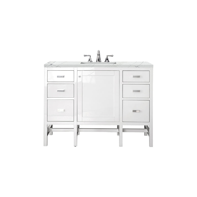 James Martin Addison 48" Single Vanity Cabinet Glossy White with 3 cm Ethereal Noctis Top E444-V48-GW-3ENC