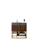 James Martin Columbia 36" Single Vanity Coffee Oak Radiant Gold with Dusk Grey Glossy Composite Top 388-V36-CFO-RG-DGG