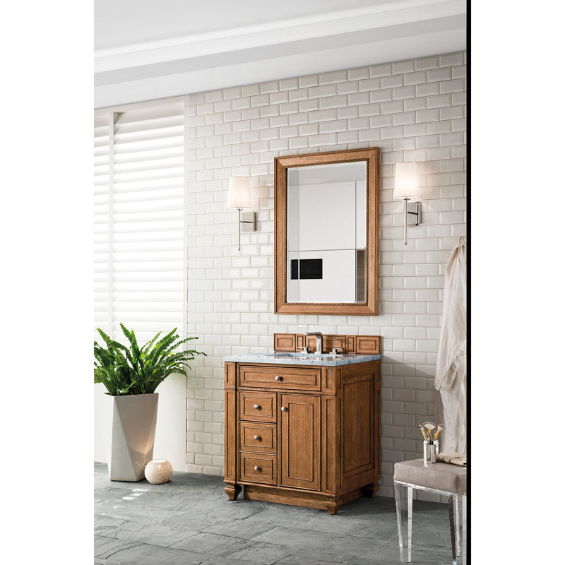 James Martin Bristol 30" Single Vanity Saddle Brown with 3 cm Carrara Marble Top 157-V30-SBR-3CAR