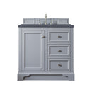 James Martin De Soto 36" Single Vanity Silver Gray with 3 cm Charcoal Soapstone Quartz Top 825-V36-SL-3CSP