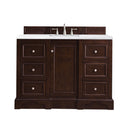 James Martin De Soto 48" Single Vanity Burnished Mahogany with 3 cm Arctic Fall Solid Surface Top 825-V48-BNM-3AF