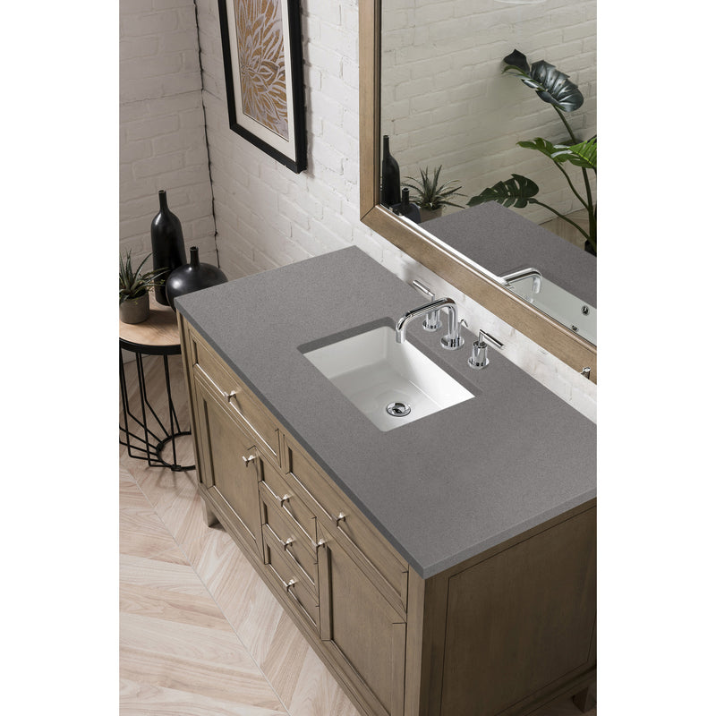 James Martin Chicago 48" Single Vanity Whitewashed Walnut with 3 cm Grey Expo Quartz Top 305-V48-WWW-3GEX