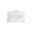 James Martin Athens 60" Single Vanity Cabinet Glossy White with 3 cm Carrara White Top E645-V60S-GW-3CAR