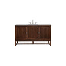 James Martin Athens 60" Single Vanity Cabinet Mid Century Acacia with 3 cm Grey Expo Quartz Top E645-V60S-MCA-3GEX